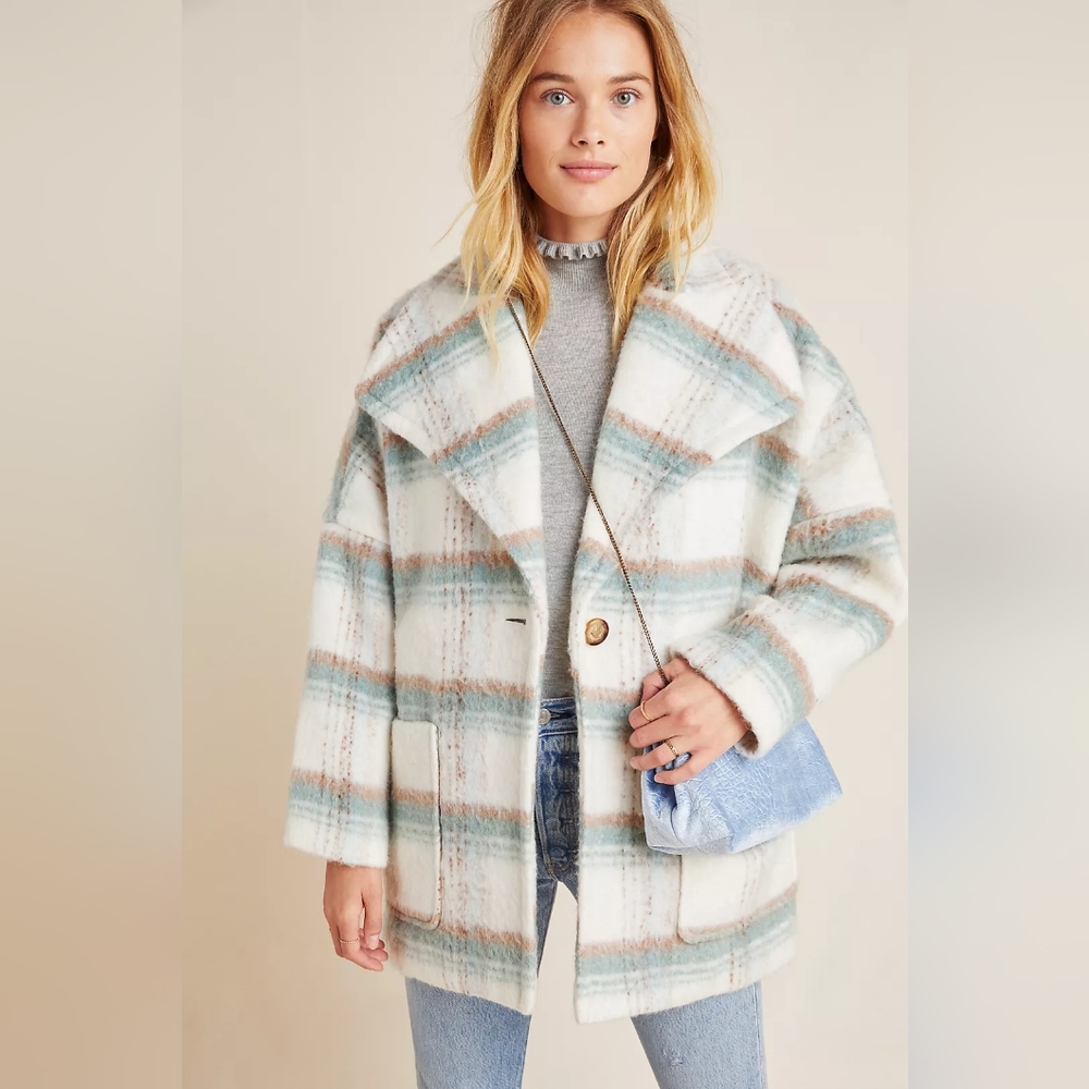 Anthropologie Elsa Plaid Coat XSP